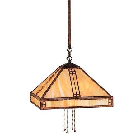Arroyo Craftsman 15" Prairie Stem Hung Pendant, Slate, Clear Seedy Glass PSH-15CS-S
